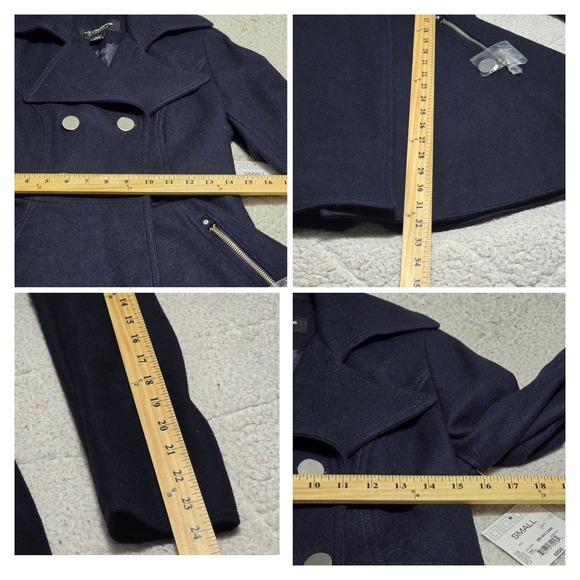 Liz Claiborne Navy Blue Wool Blend Pea Coat Fit Flare Double Breasted Small NWT - Picture 6 of 14